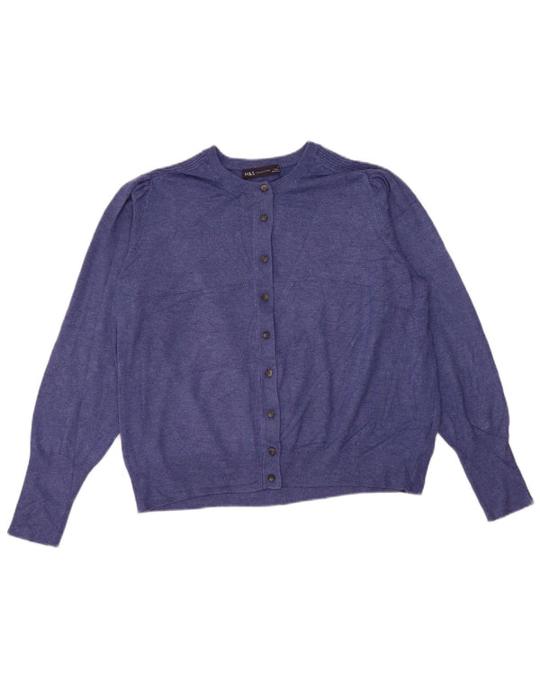 Marks & Spencer Womens Cardigan Sweater UK 16 Large Blue Viscose