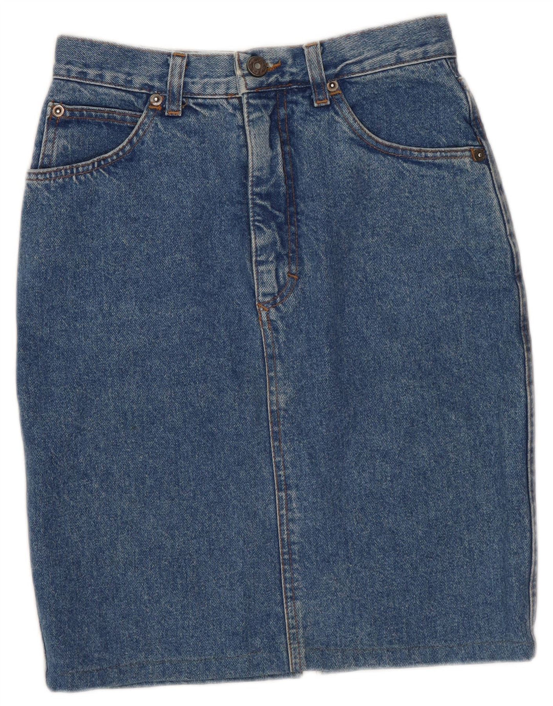 Gonna denim da donna STEFANEL IT 40 piccola W26 cotone floreale blu