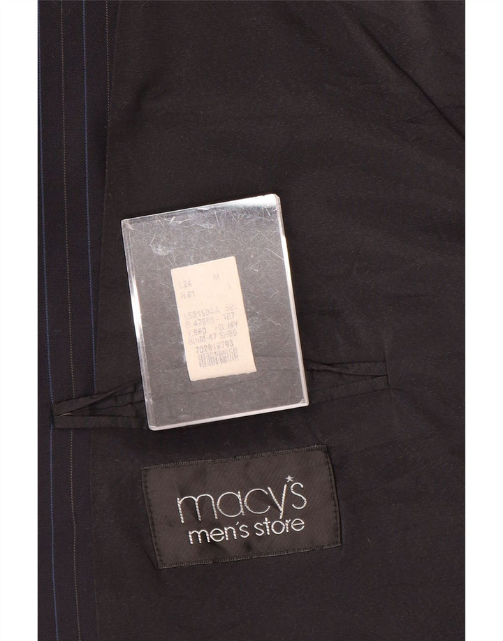 RALPH LAUREN Giacca blazer da uomo a 2 bottoni IT 52 XL Lana gessata blu navy