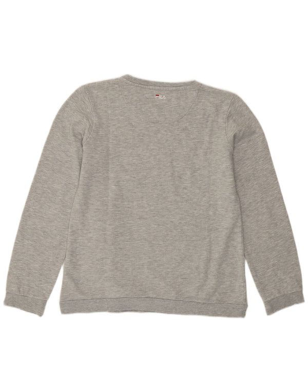 Felpa grafica da donna Fila Maglione UK 16 Large Grigio Cotone