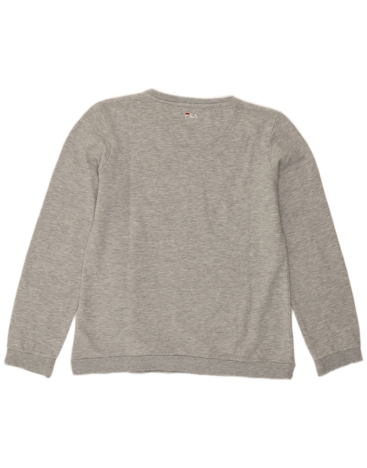 Felpa grafica da donna Fila Maglione UK 16 Large Grigio Cotone