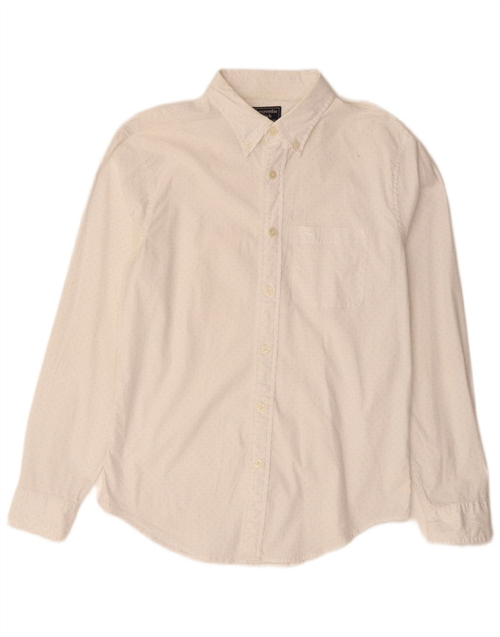 Camicia da uomo Abercrombie & Fitch bianca media maculata