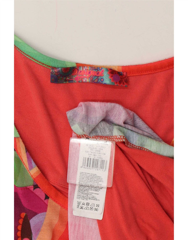Desigual T-shirt grafica da donna Top UK 14 Medium multicolore geometrica