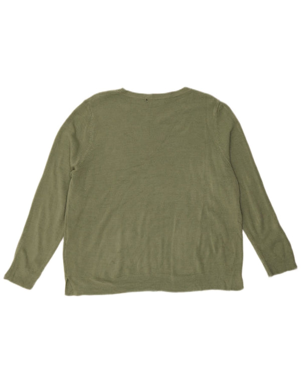 Maglione maglione girocollo da donna Marks & Spencer UK 20 2XL Acrilico kaki