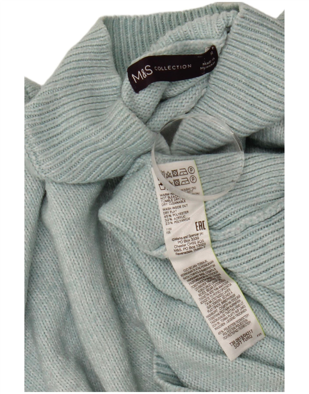 Maglione maglione a collo alto da donna Marks & Spencer UK 14 medio Turchese