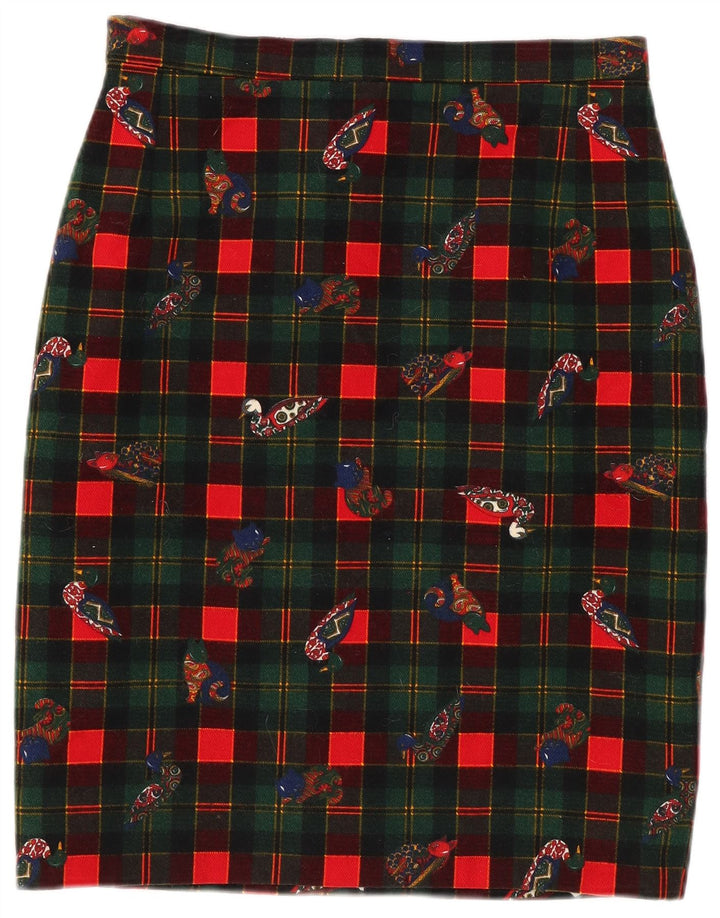 Gonna a tubino grafica vintage da donna W26 piccolo quadretto verde