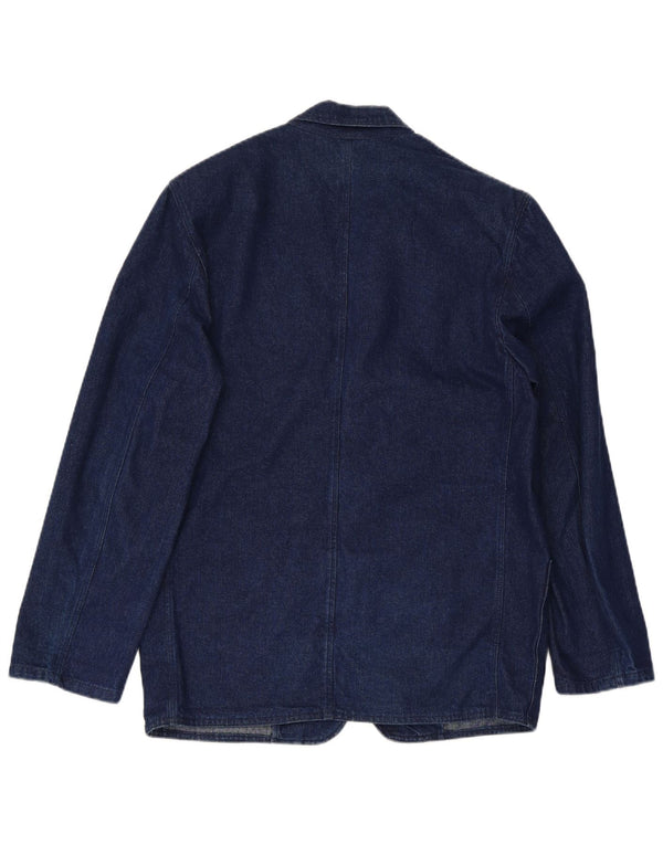 MECCANO Giacca blazer in denim da uomo a 2 bottoni UK 42 XL Blu navy