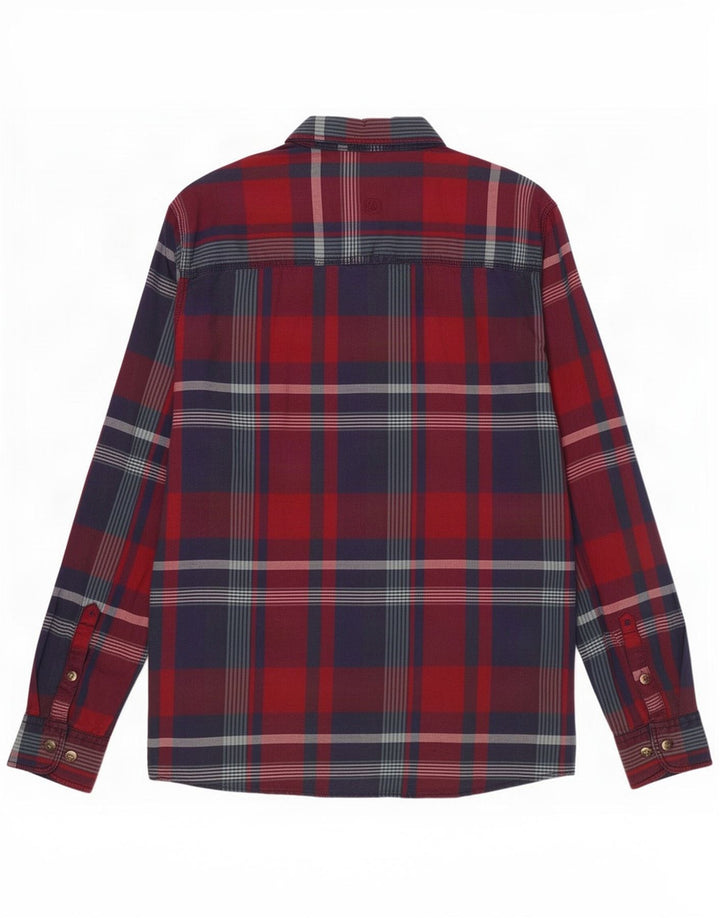Fat Face Camicia da uomo in flanella dal taglio classico, cotone a quadri rosso medio