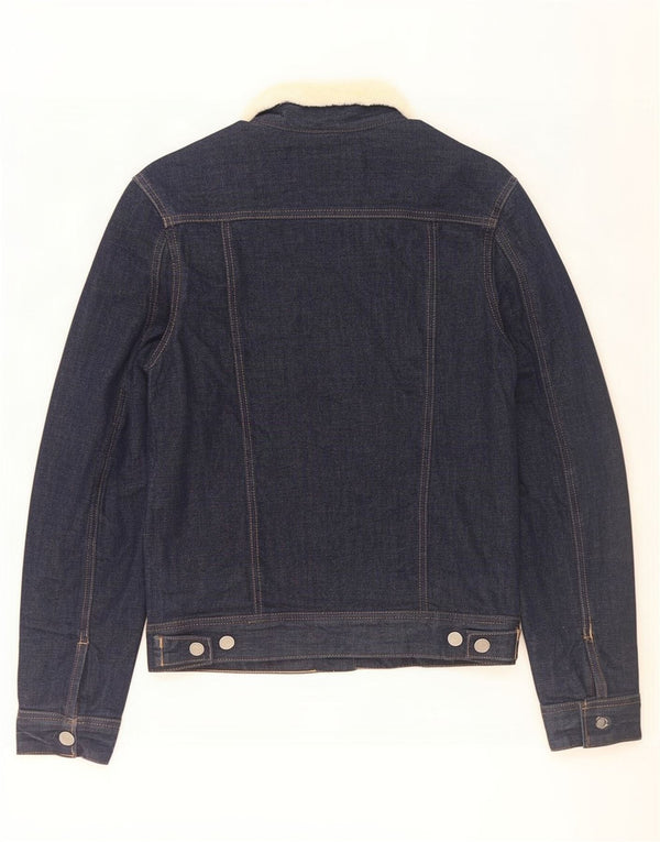Replay Giacca in denim Sherpa da uomo UK 34 XS Blu Navy Cotone