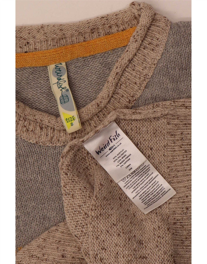 Maglione maglione a collo alto da donna Weird Fish UK 8 Small Grey Colourblock