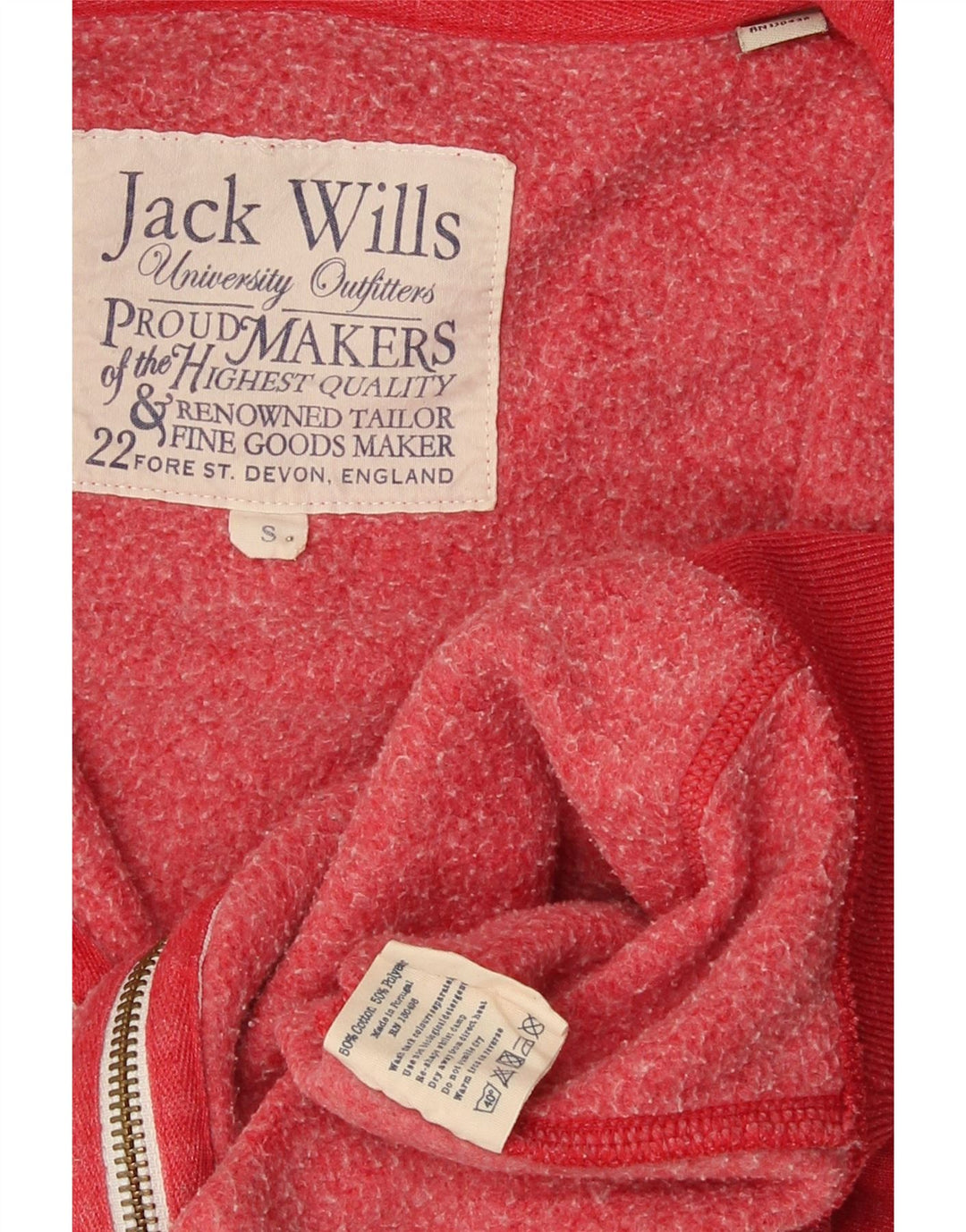 Maglione con cappuccio con zip grafica da uomo Jack Wills piccolo in cotone rosso