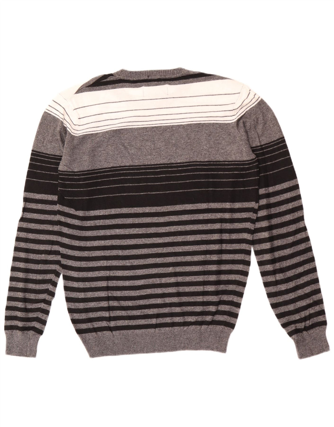 Sixty Maglione da uomo girocollo in viscosa a righe grigio medio