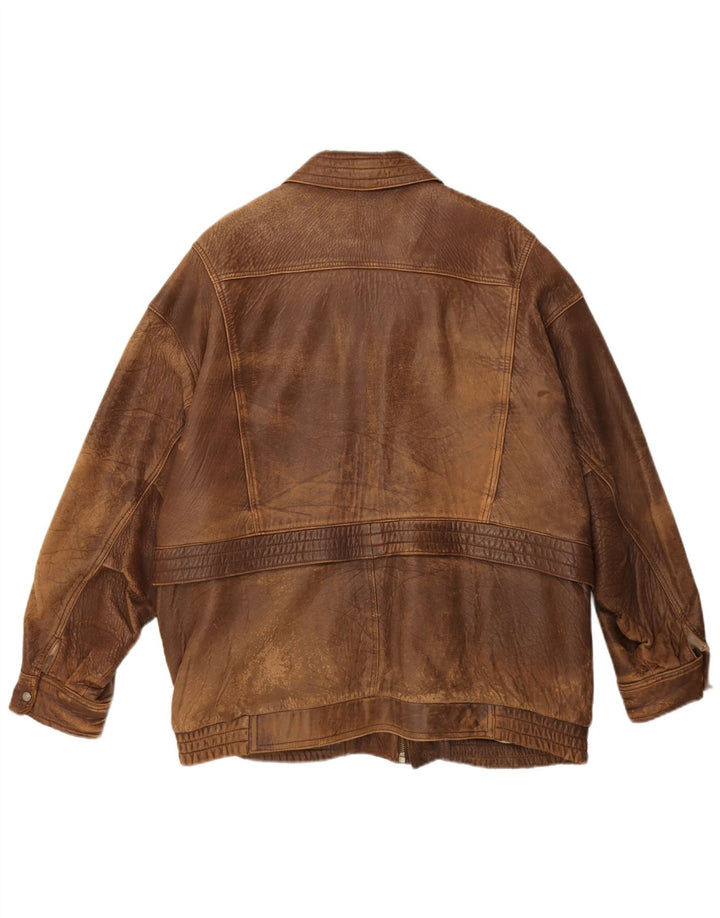 Giacca in pelle vintage da uomo UK 40 grande marrone