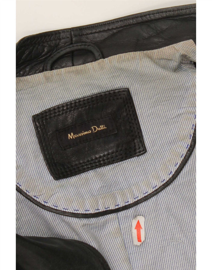 Giacca in pelle da motociclista da donna Massimo Dutti UK 10 piccola nera