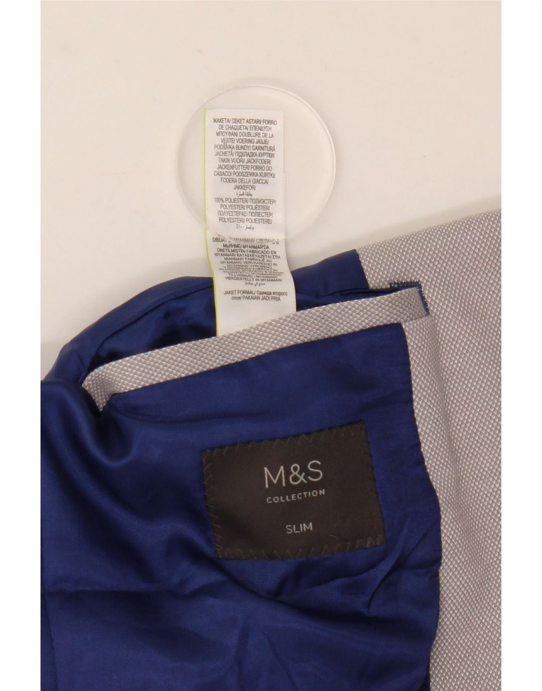 Giacca blazer slim a 2 bottoni Marks & Spencer da uomo UK 40 grande poliestere grigio