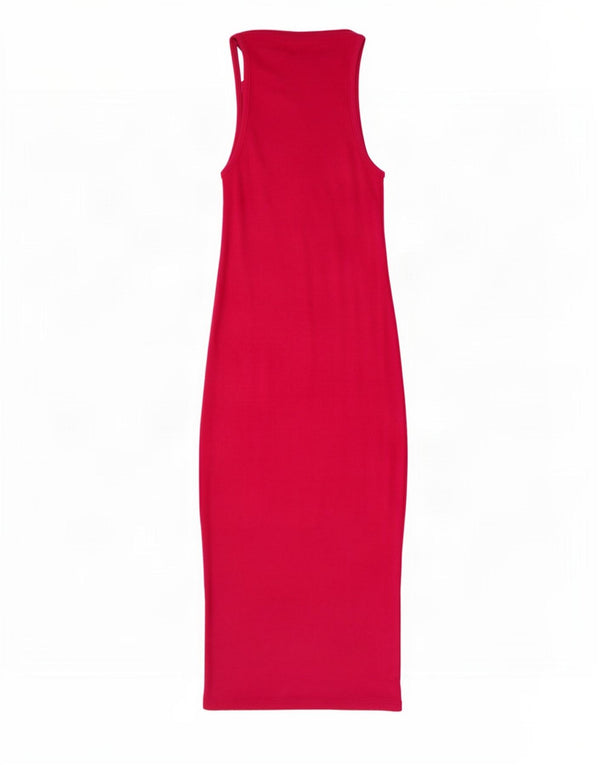 Abito lungo senza maniche da donna Zara UK 12 cotone rosa medio