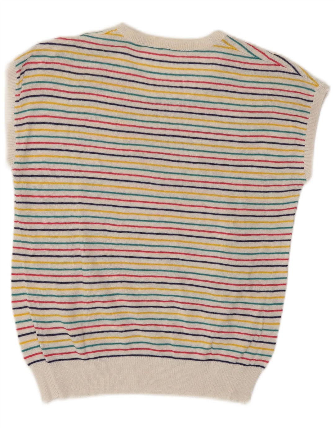 Canottiera vintage da donna UK 10 piccola a righe multicolore
