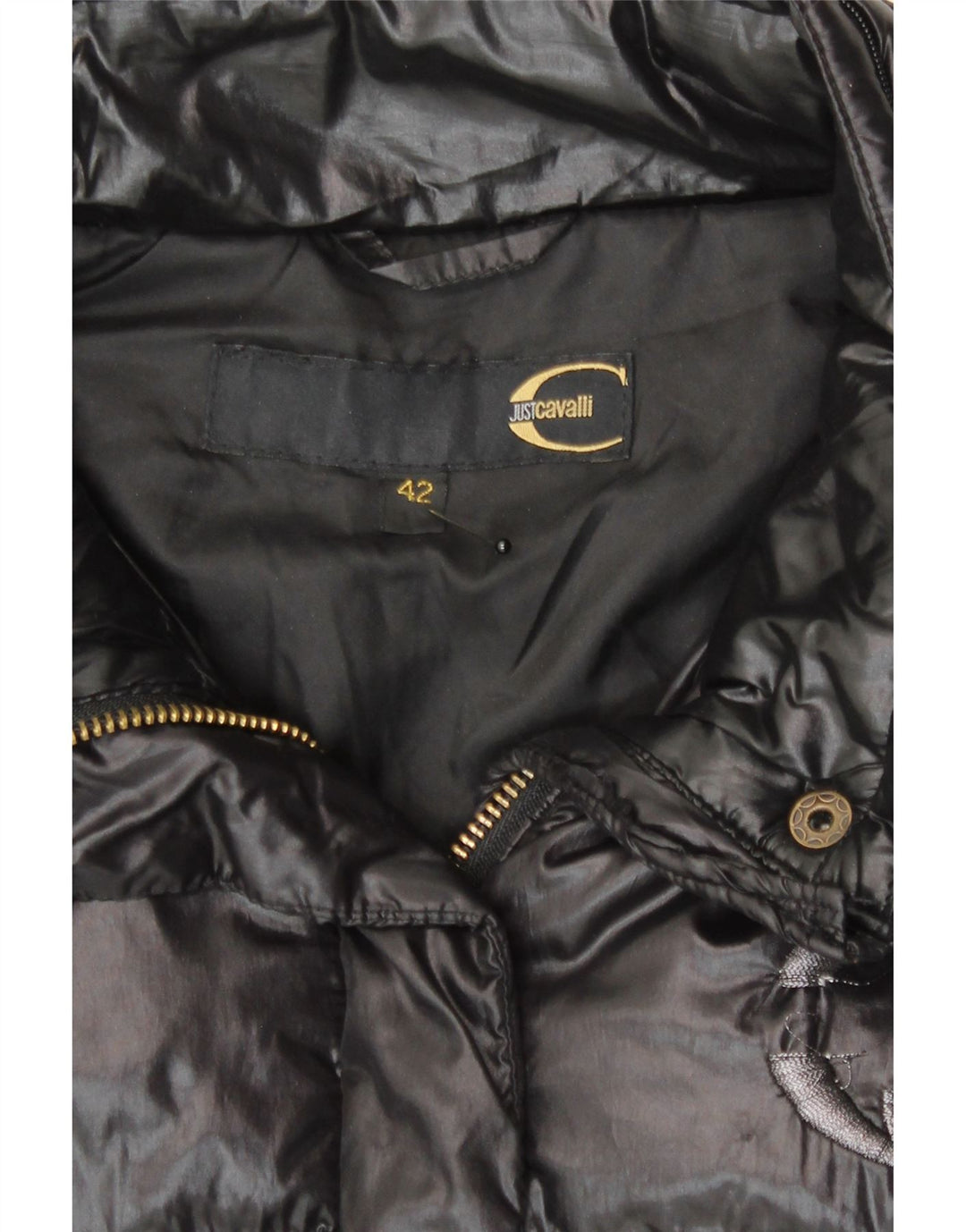 Giubbotto imbottito con cappuccio Just Cavalli Donna Crop IT 42 Medium Nero Poliammide
