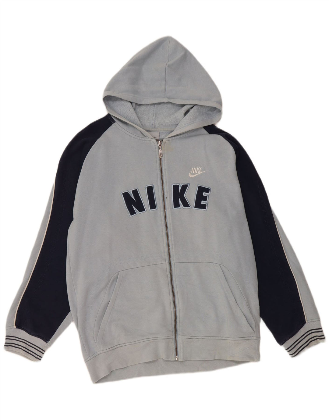 Felpa con cappuccio e zip grafica Nike da bambino 13-14 anni XL in cotone color block blu