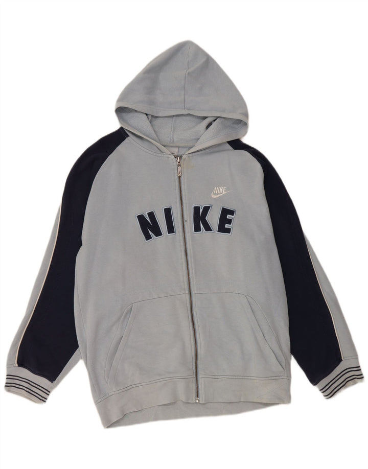 Felpa con cappuccio e zip grafica Nike da bambino 13-14 anni XL in cotone color block blu