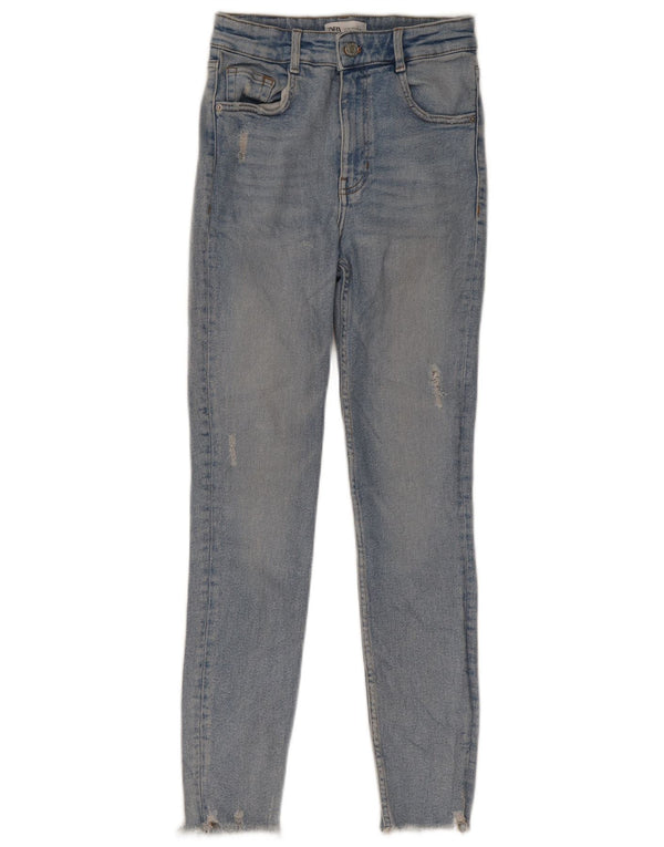 Jeans skinny effetto invecchiato da donna Zara EU 36 XS W26 L26 cotone blu