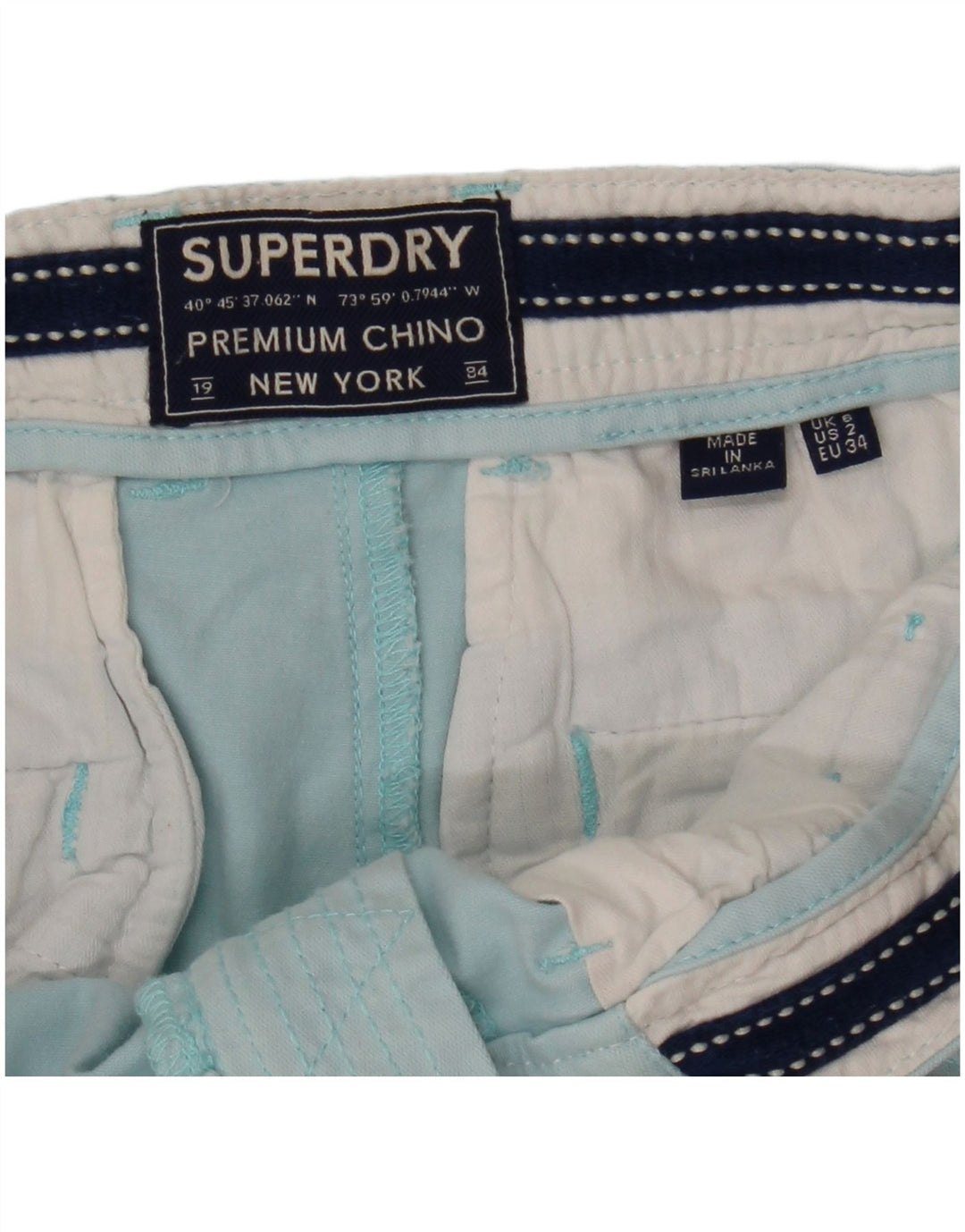 Pantaloncini chino da donna SUPERDRY UK 6 XS W25 Blu