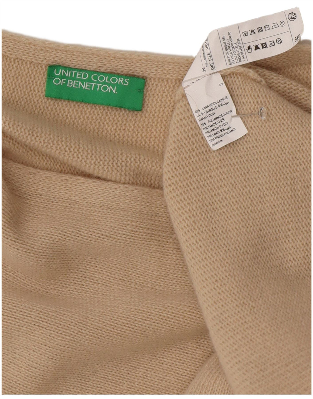 Maglione poncho asimmetrico da donna Benetton, taglia unica, in lana beige