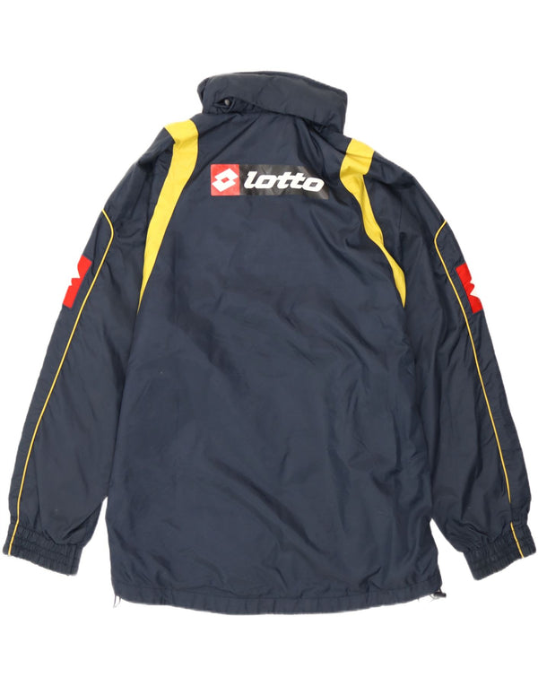 Giacca antipioggia da uomo Lotto con cappuccio UK 40 Large Blu Navy Sport in poliestere