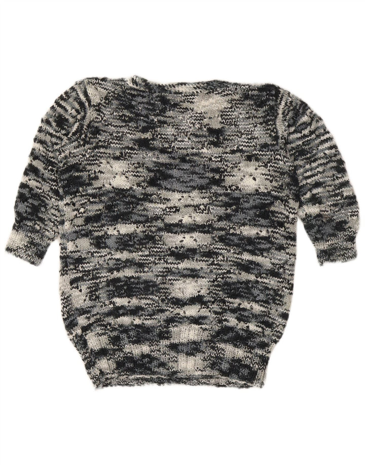 Maglione maglione vintage da donna con scollo a barca UK 12 Grigio medio