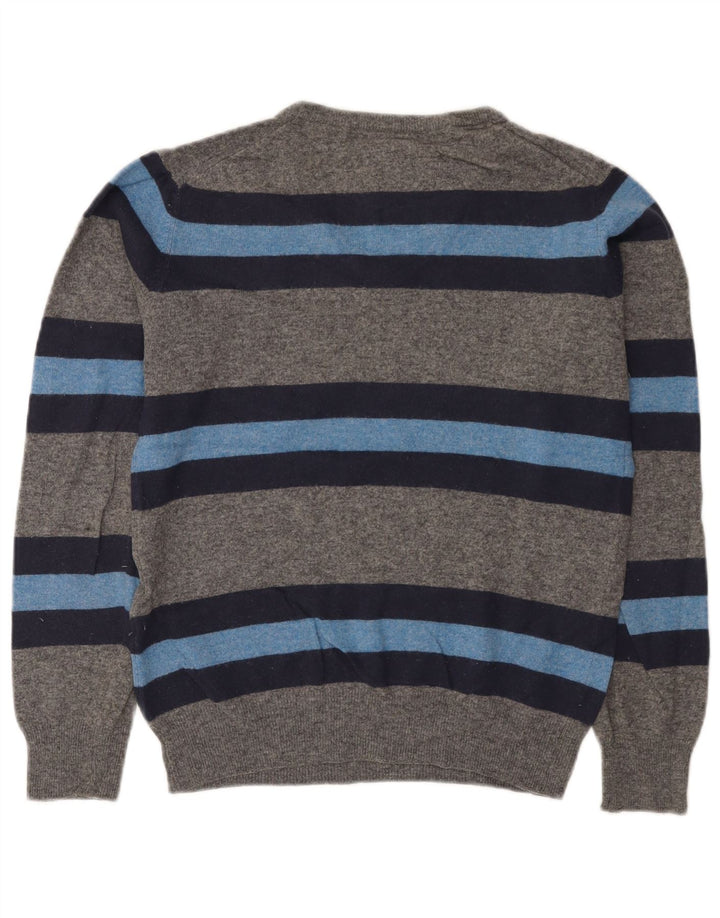 Maglione Puma da uomo con scollo a V piccolo grigio in lana d'agnello color block