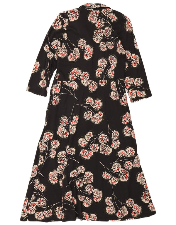 Abito maxi camicia da donna con maniche a 3/4 di White Stuff UK 12 Medio Nero floreale