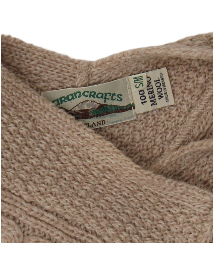 Maglione poncho oversize da donna Aran Crafts UK 10 piccolo lana merino beige