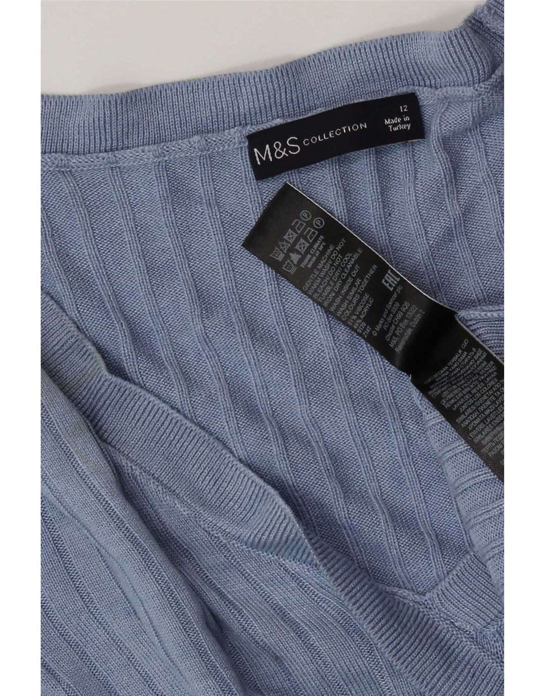 Top camicetta corta da donna Marks & Spencer UK 12 Viscosa blu medio