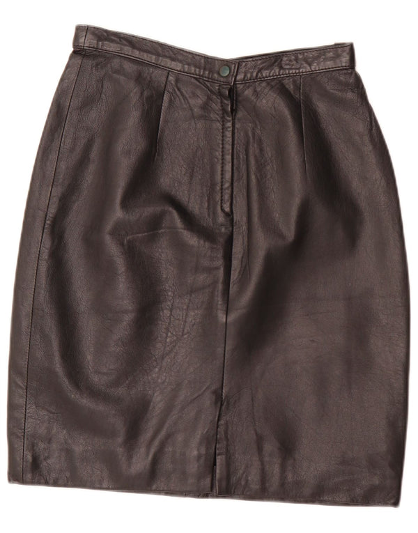 Gonna in pelle vintage da donna IT 44 media W28 nera