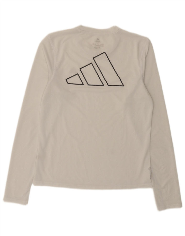 Adidas Donna Graphic Top Manica Lunga UK 8/10 Piccolo Poliestere Bianco