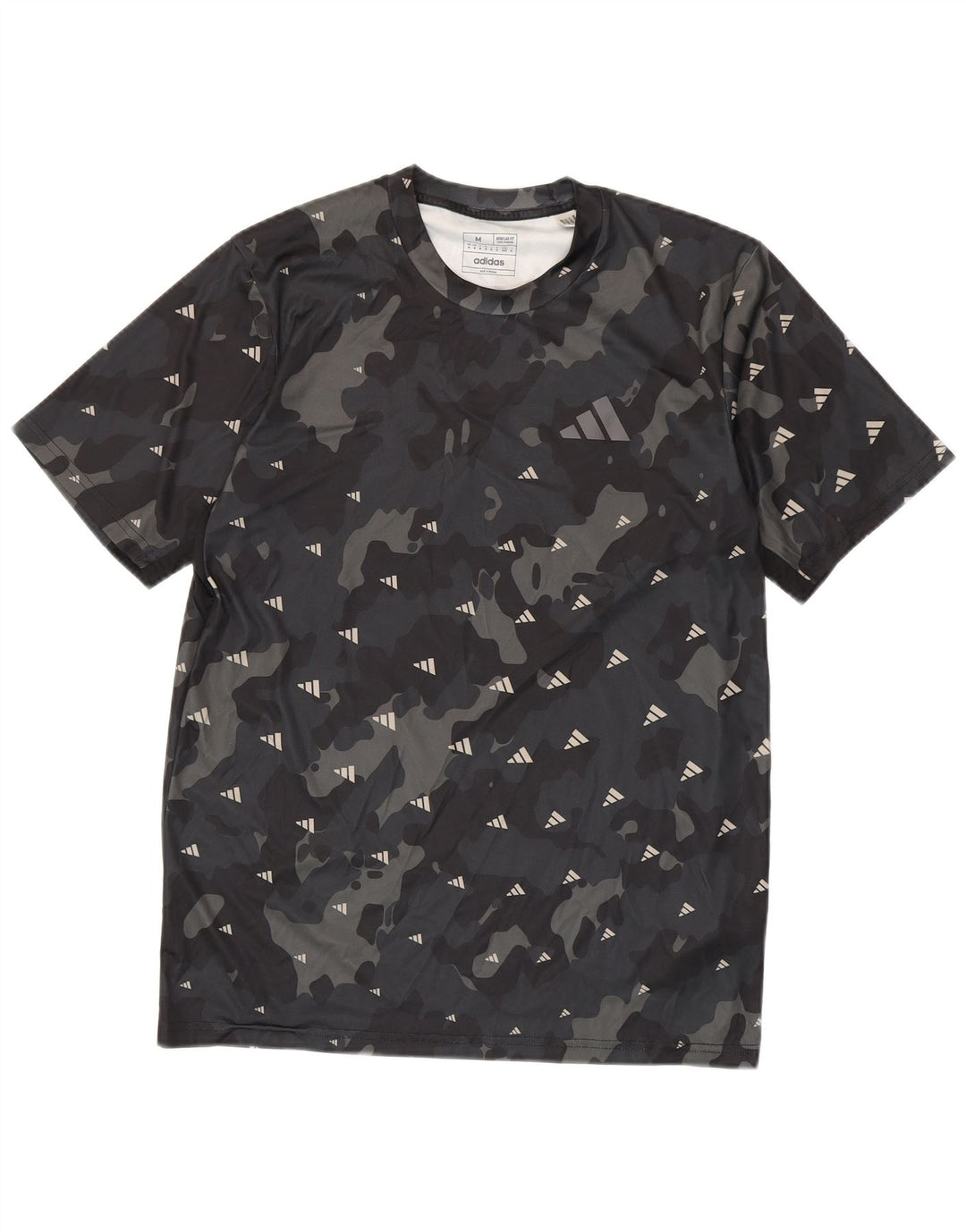 T-shirt grafica Adidas da uomo Aeroready Top in poliestere mimetico nero medio