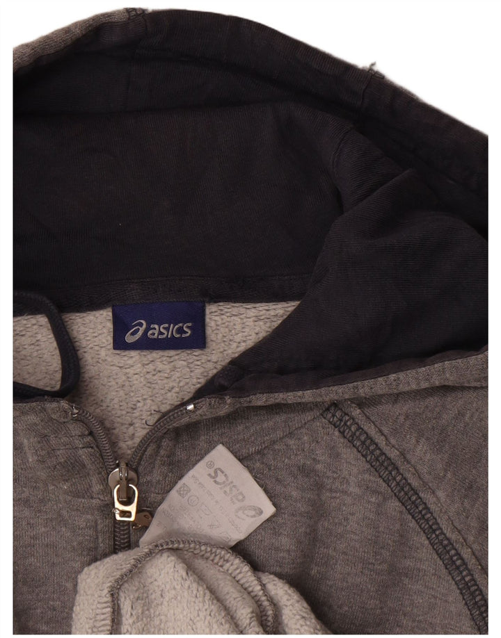 Felpa con cappuccio con zip grafica da uomo Asics grande in cotone grigio