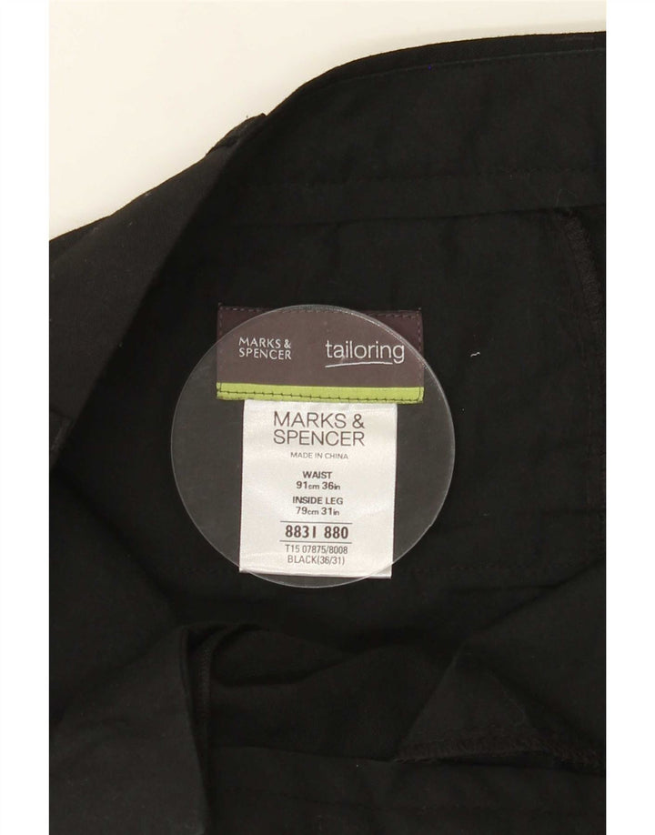Pantaloni da abito dritti da uomo Marks & Spencer W36 L31 poliestere nero