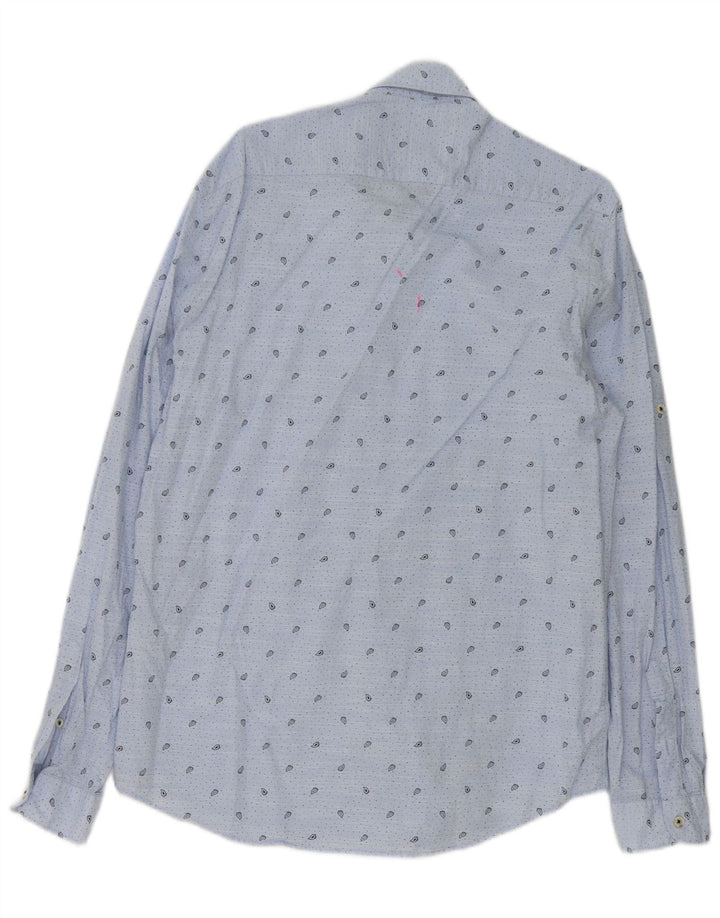 Camicia Zara da uomo dalla vestibilità comoda, grande, in cotone cachemire blu
