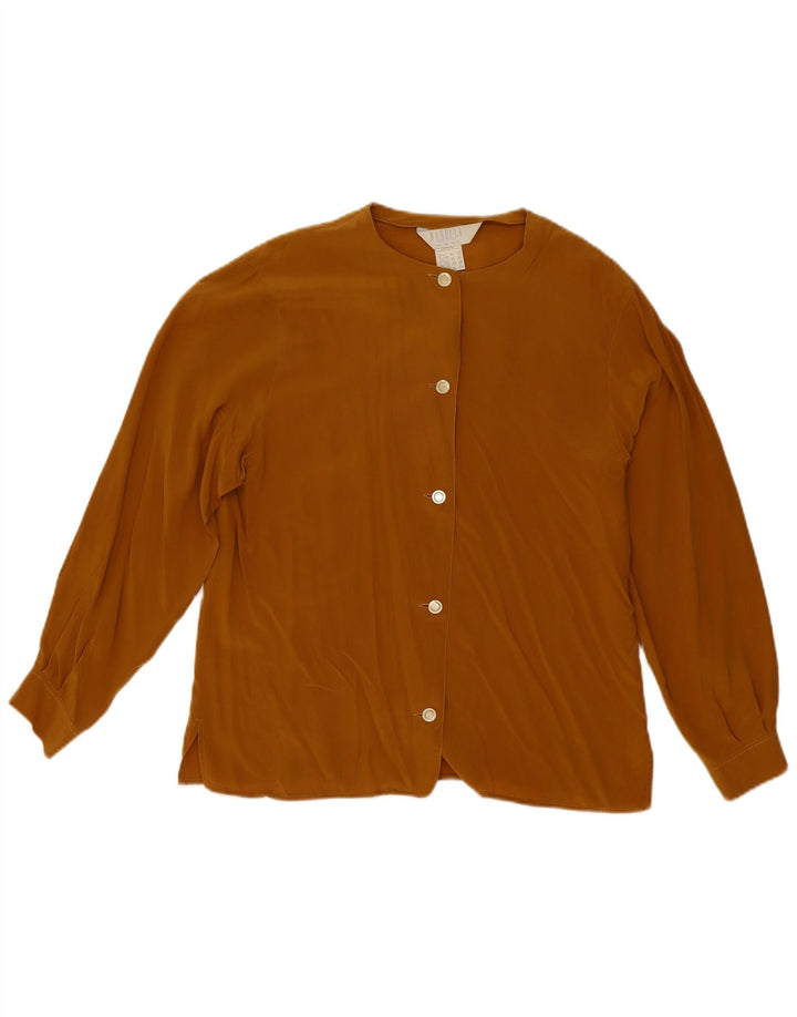 Camicetta camicia da donna Marella UK 12 Seta marrone medio