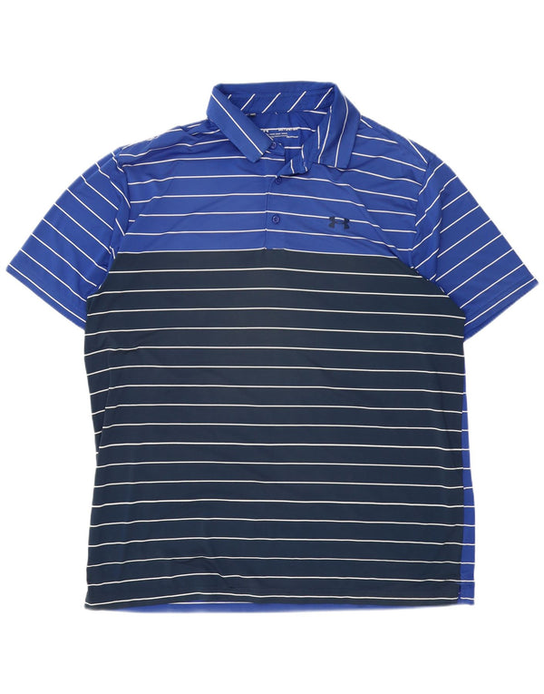 Polo Under Armour da uomo Heat Gear 2XL poliestere a righe blu navy
