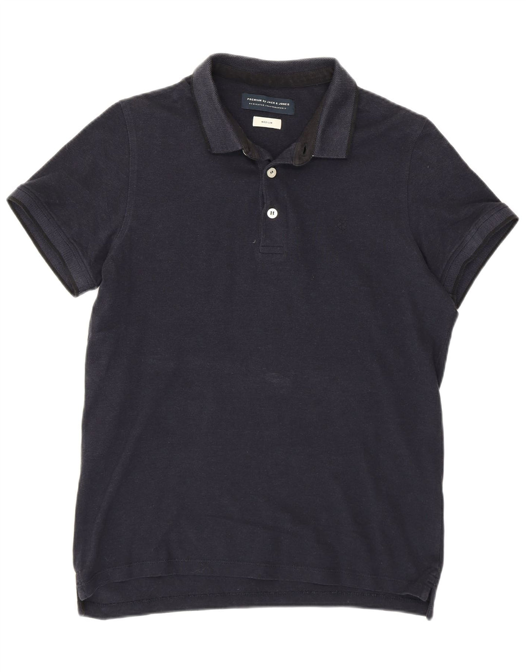Jack & Jones Mens Polo Shirt Medium Navy Blue Cotton