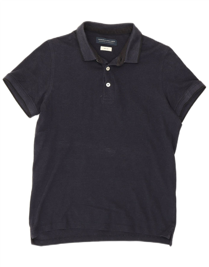 Jack & Jones Mens Polo Shirt Medium Navy Blue Cotton