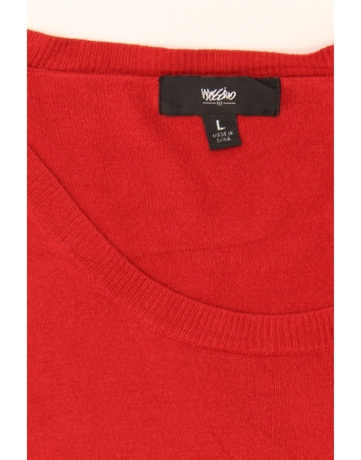 MOSSIMO Womens Boat Neck Jumper Sweater UK 16 Large Red Nylon Vintage Mossimo and Second-Hand Mossimo from Messina Hembry 