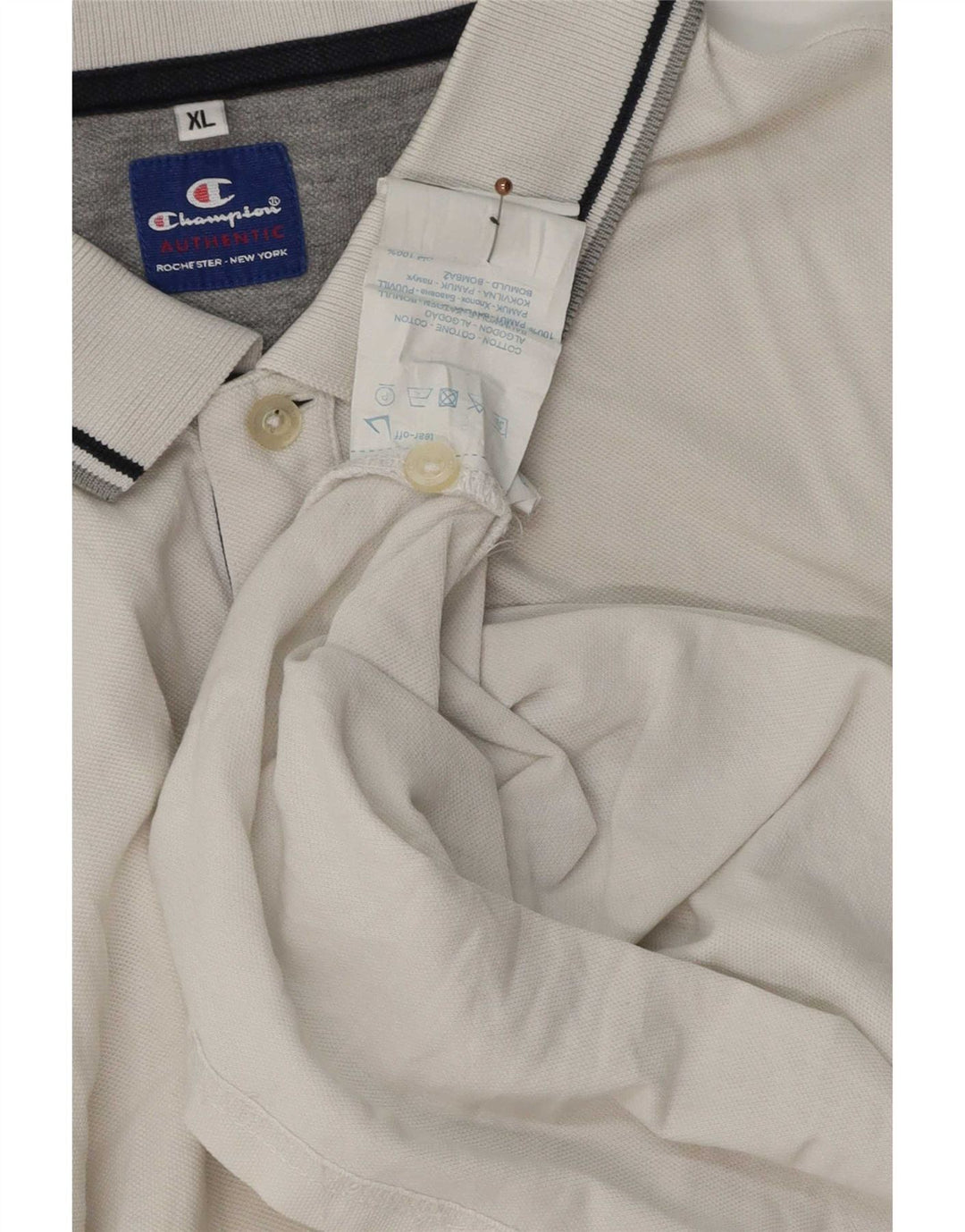 Polo da uomo Champion XL in cotone a righe bianche