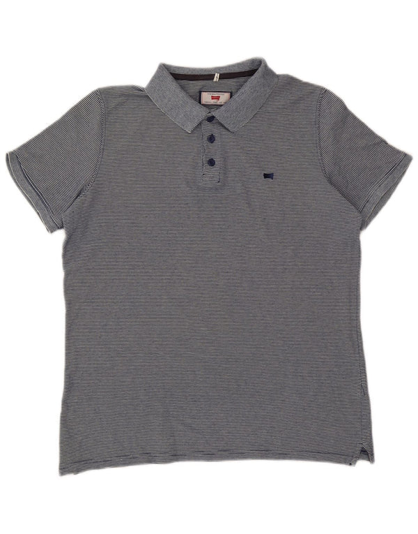 Polo Carrera da uomo vestibilità regolare, grande in cotone gessato blu navy