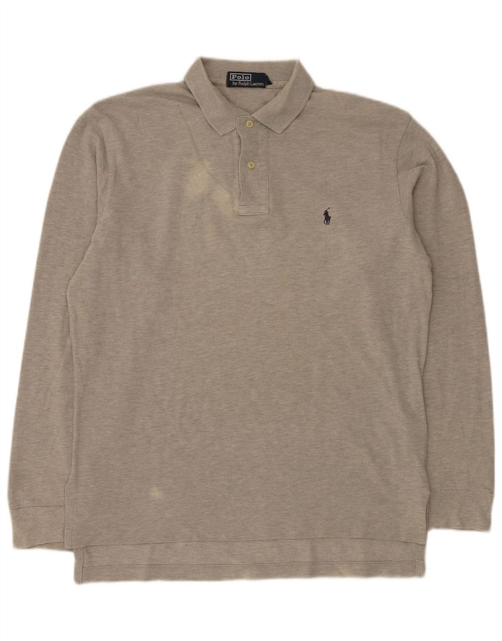 POLO RALPH LAUREN Polo da uomo a maniche lunghe vestibilità ampia in cotone grigio medio