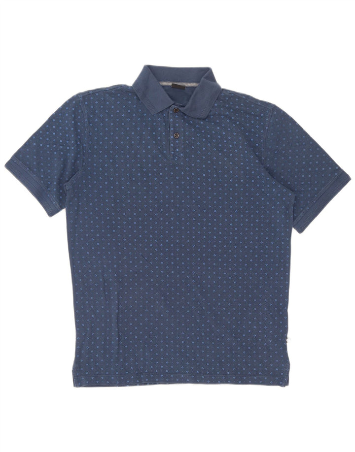Polo Bugatti da uomo in cotone maculato blu medio