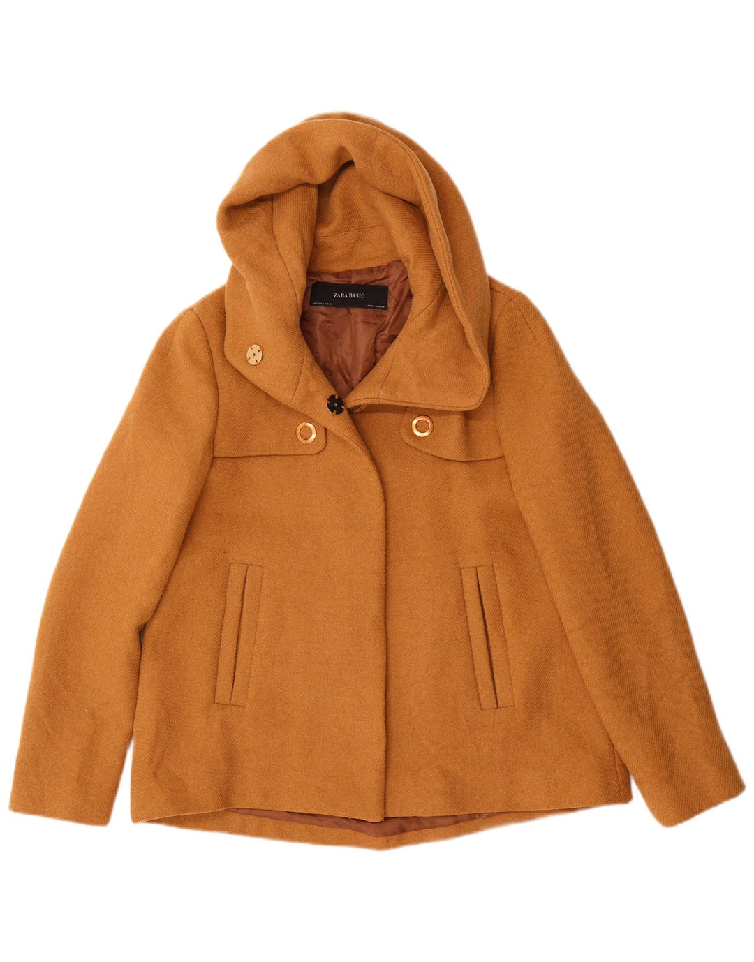 Giubbotto bomber con cappuccio da donna Zara UK 10 piccolo poliestere marrone