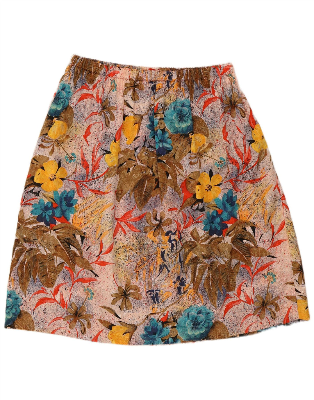 Gonna a trapezio con grafica vintage da donna W30 media floreale multicolore